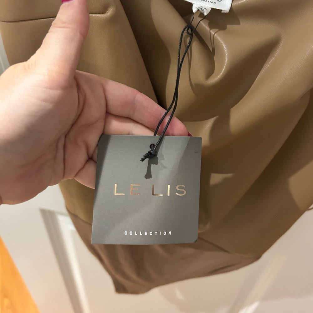Le Lis Tan Faux Leather Bodysuit - Picture 3 of 4